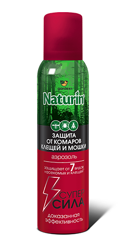 Аэрозоль Gardex NATURIN СУПЕР СИЛА от комаров, мошек и  клещей 150мл
