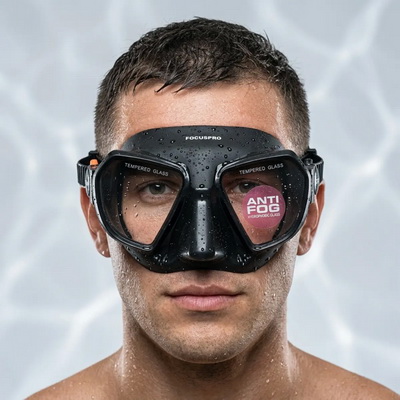 Маска подводная SubLife FOCUS PRO ANTIFOG (черный силикон) черная