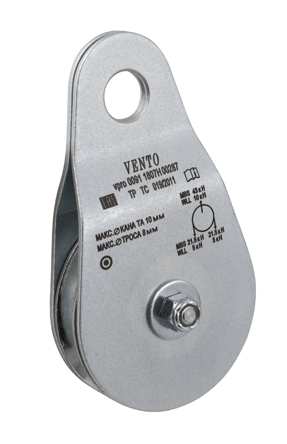 Блок-ролик Венто БОЛЬШОЙ одинарный без подшипника сталь